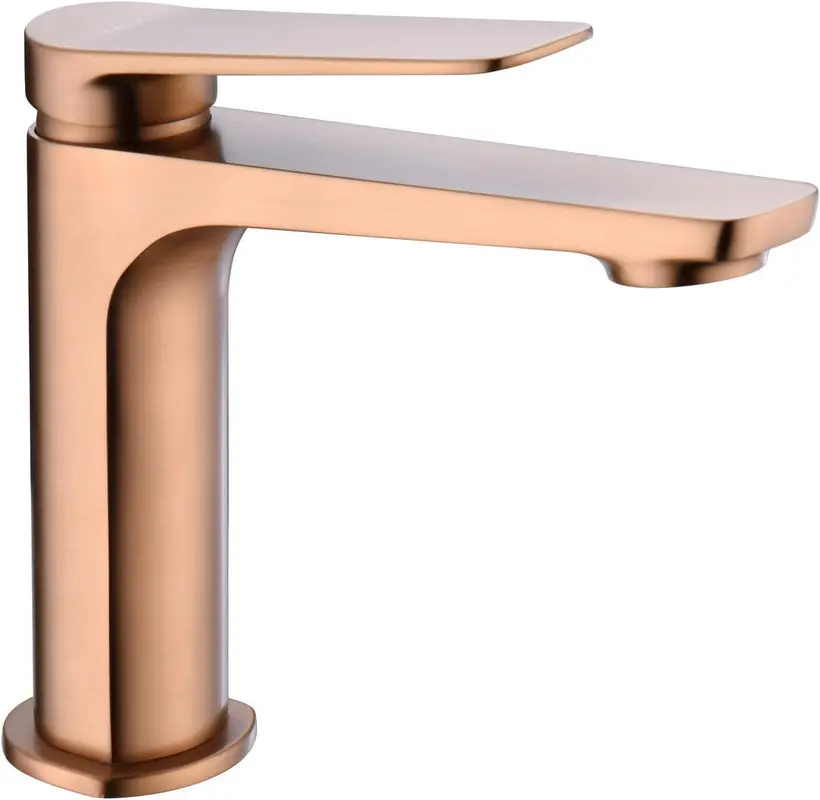 Mice - grifo monomando de lavabo de latón color oro rosa cepillado