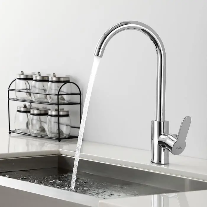 Grifo de cocina auralum - giratorio - cromo - ahorro de agua - caño largo -