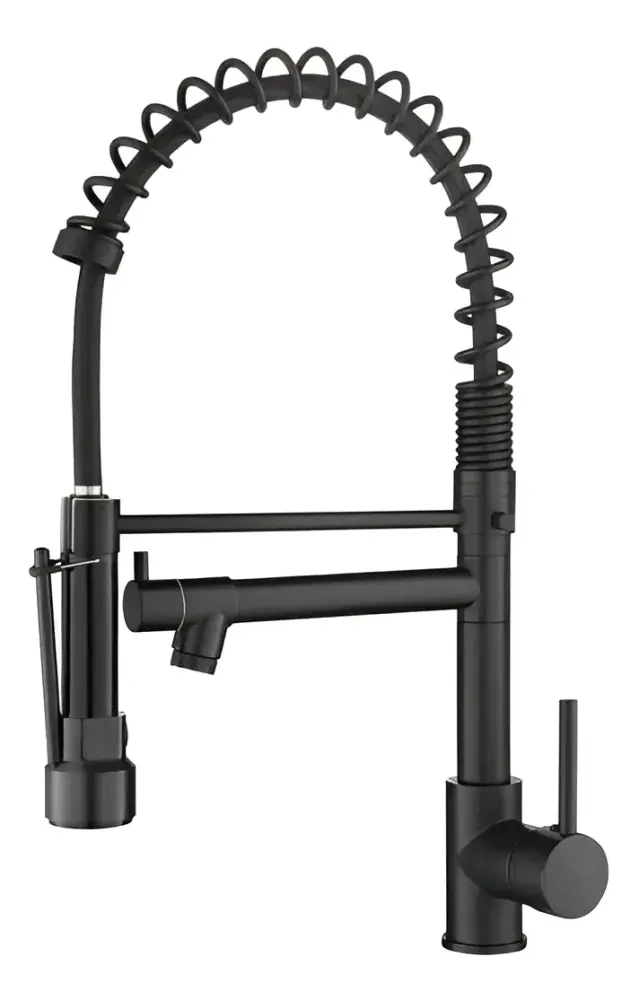 Grifo de Cocina Monomando Negro Mate con Pico Extensible y Giro 360° | Instalación Fácil