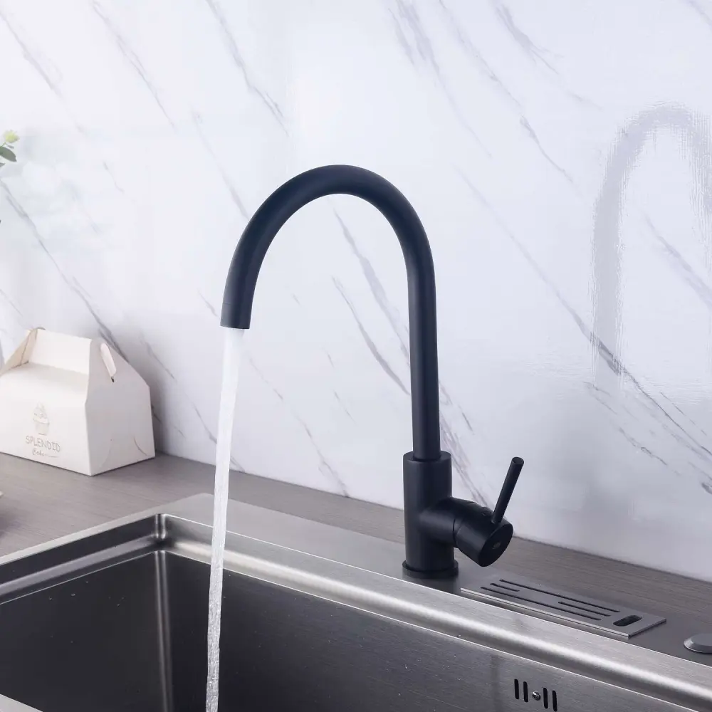 Grifo de cocina monomando sky bath negro mate inox s304 con Ventosa de Sujeción