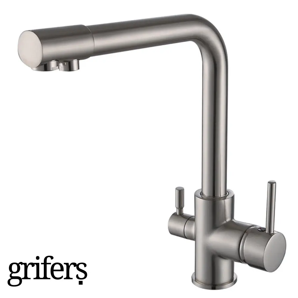 Grifo osmosis acero cepillado 3 vías 2 salidas lantur hibera grifers de Bambú Natural