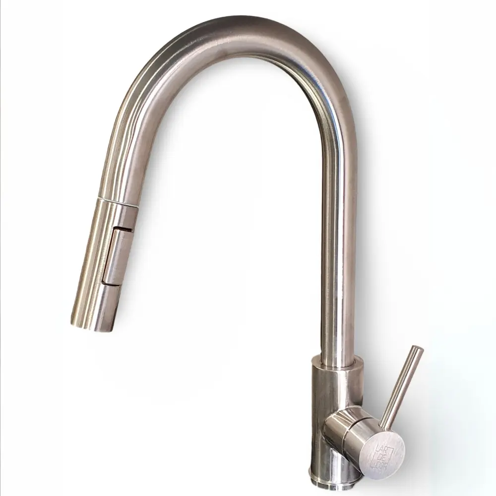 Premium Certificado Grifo cocina monomando 360° extraible| haifoss plata | lardecor