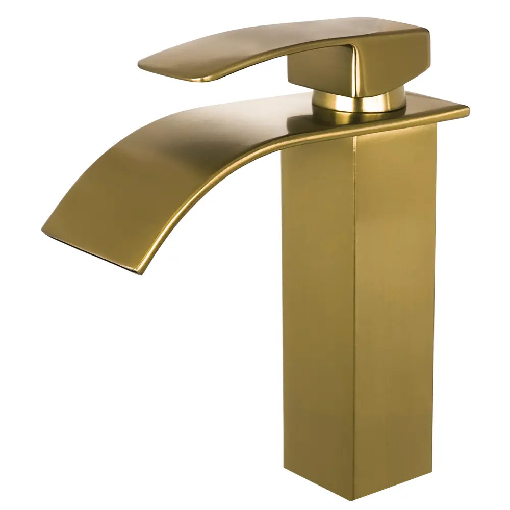 Profesional de Acero Inoxidable Valaz grifo de lavabo oro mate monomando cascada dorado cepillado aljibe