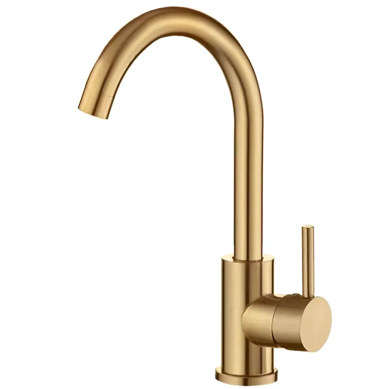 Valaz grifo de cocina monomando y giratorio en dorado cepillado arkansas de Bambú Natural