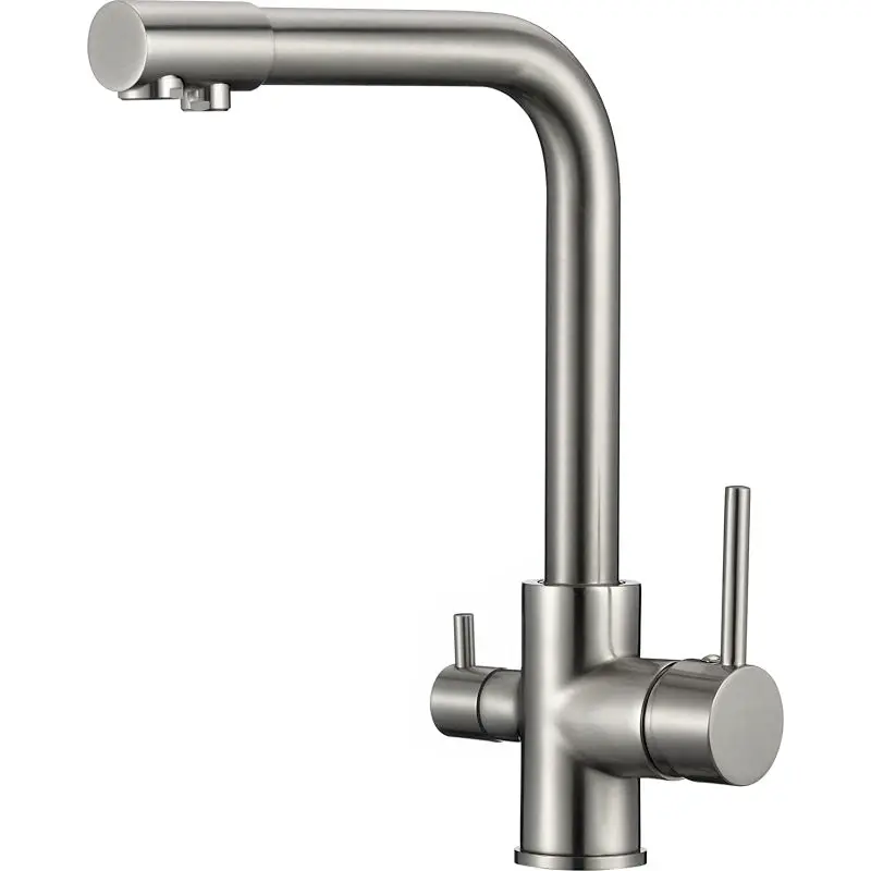 Valaz grifo de cocina ósmosis 3 vías redondo acero cepillado nilo Acabado en Madera