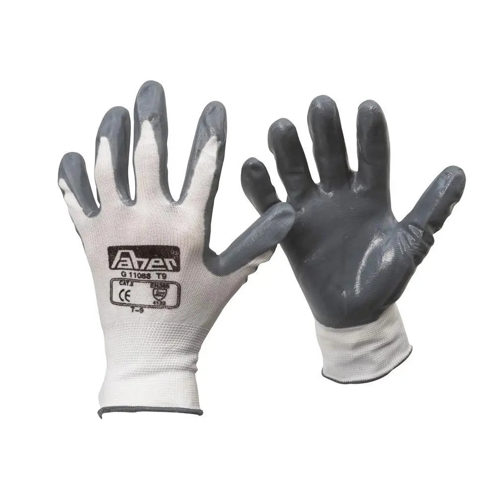 Guante nylon nitrilo gris t-9 par Faherma