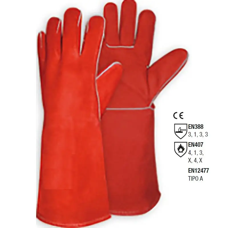 Guante soldador vacuno rojo 40cm t-9 Jovit