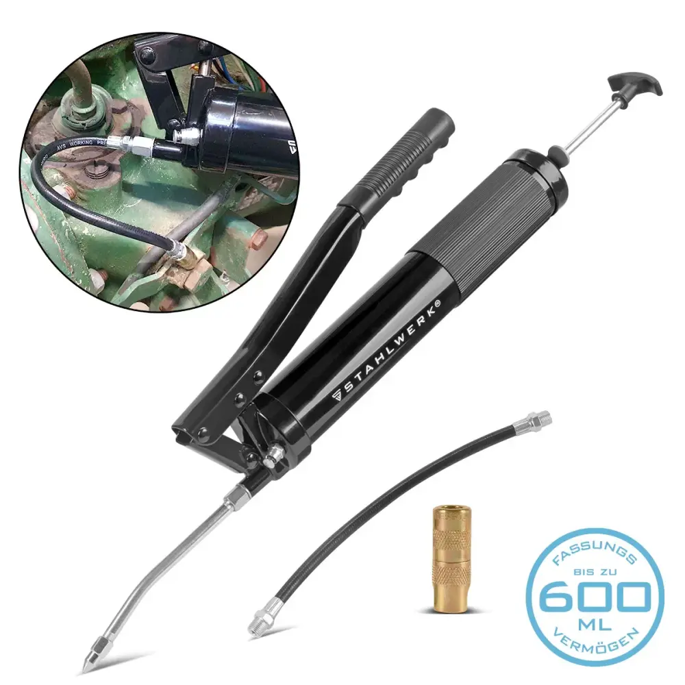 Steelworks Fat Press de una mano 600 ml 550 bar | Prensa handlick hecha de acero fuerte | Presiona grasa para grasa suelta...