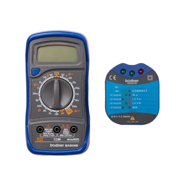 Pack multímetro y probador de enchufes Bodner