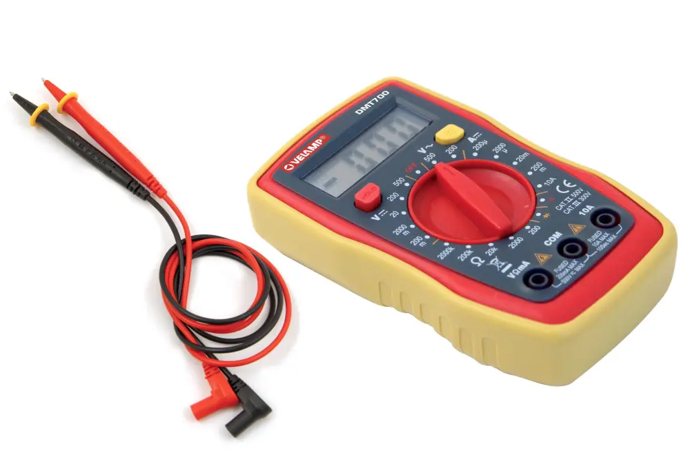 TESTER DIGITALE 7 EN 1 CON SONDA, HOLSTER DISPLAY RETRetorno inversiónLUMINADO Velamp