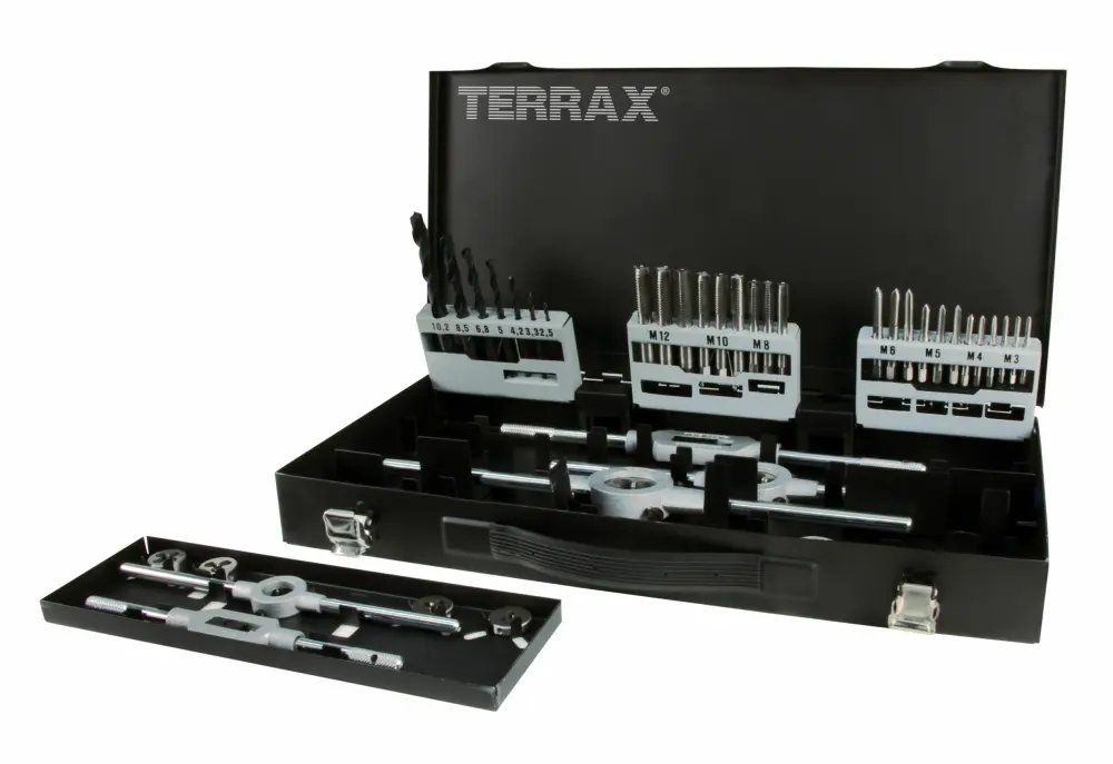 Terrax-a245030-juego herramientas de roscar 44 piezas en estuche metálico