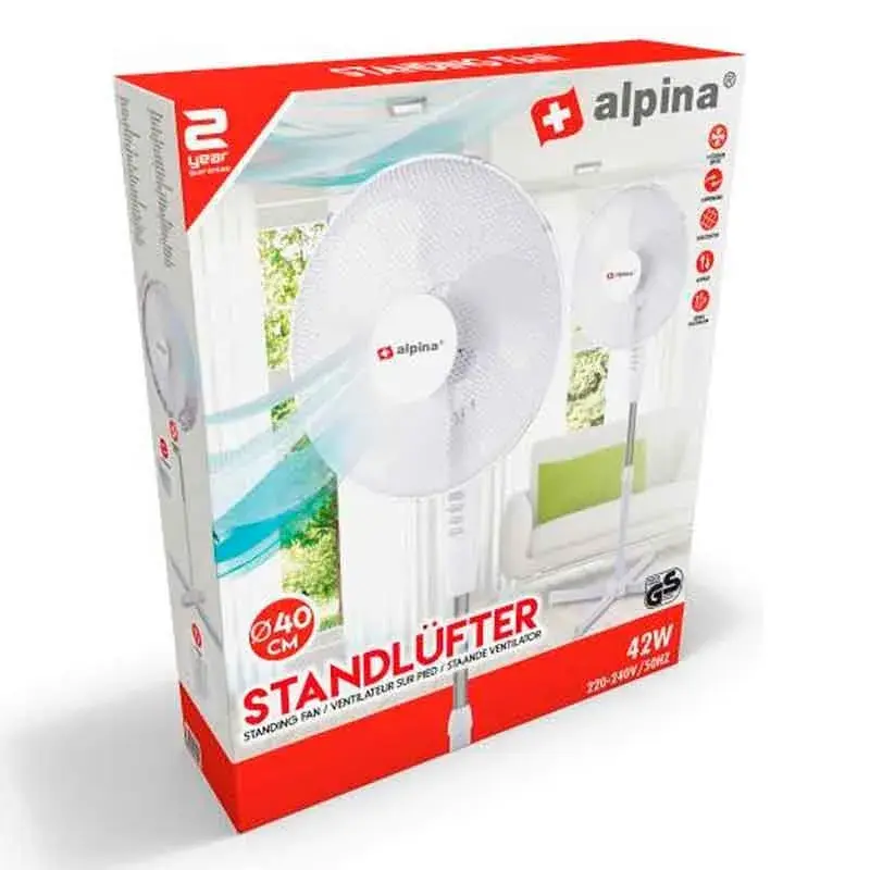 Pack de 2 ventiladores de pie Alpina 42W 3 velocidades oscilantes blanco para Uso Intensivo