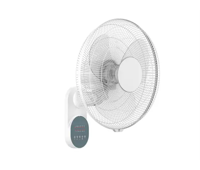 Ventilador de pared con oscilación automática. Incorpora panel electrónico con 3 velocidades, 3 modos y temporizador.