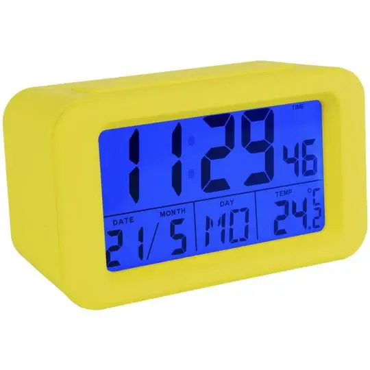 Despertador Numérico Amarillo de Acero Templado