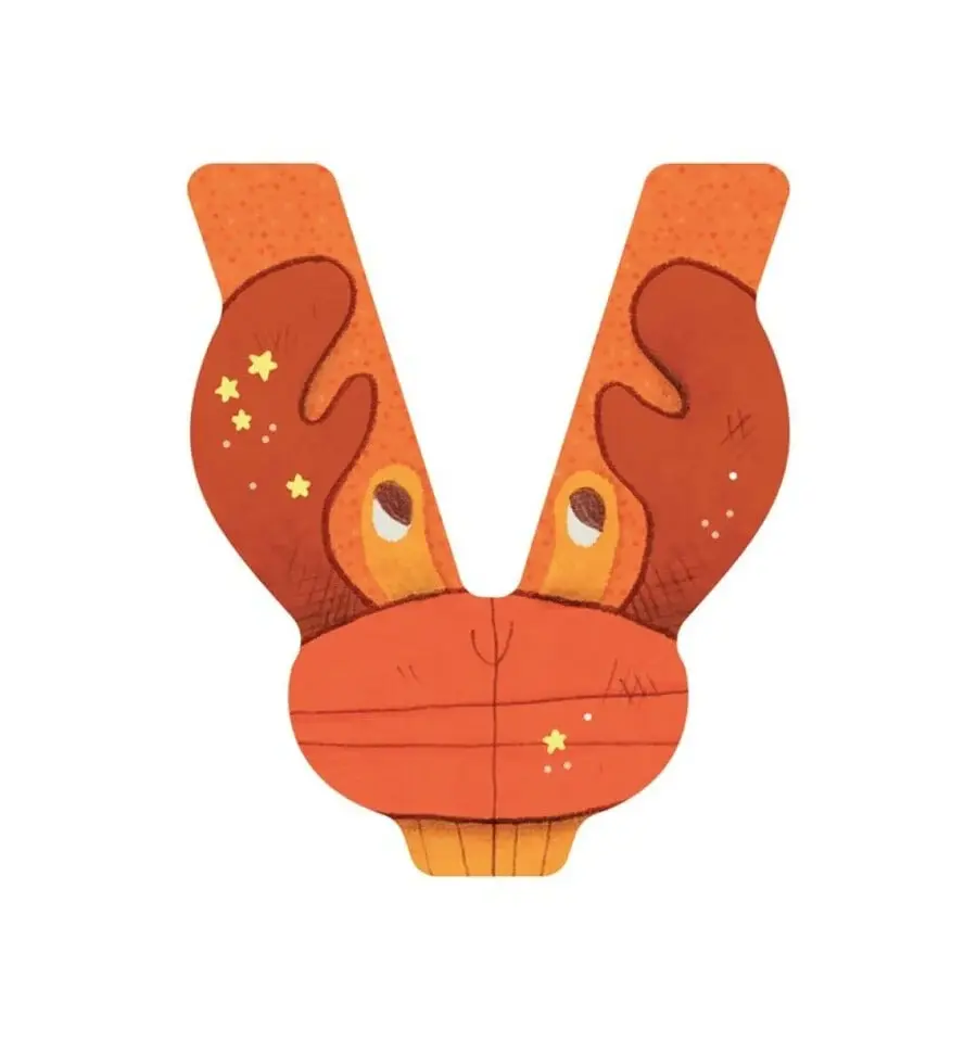 Pintura para Paredes Letra de madera V naranja