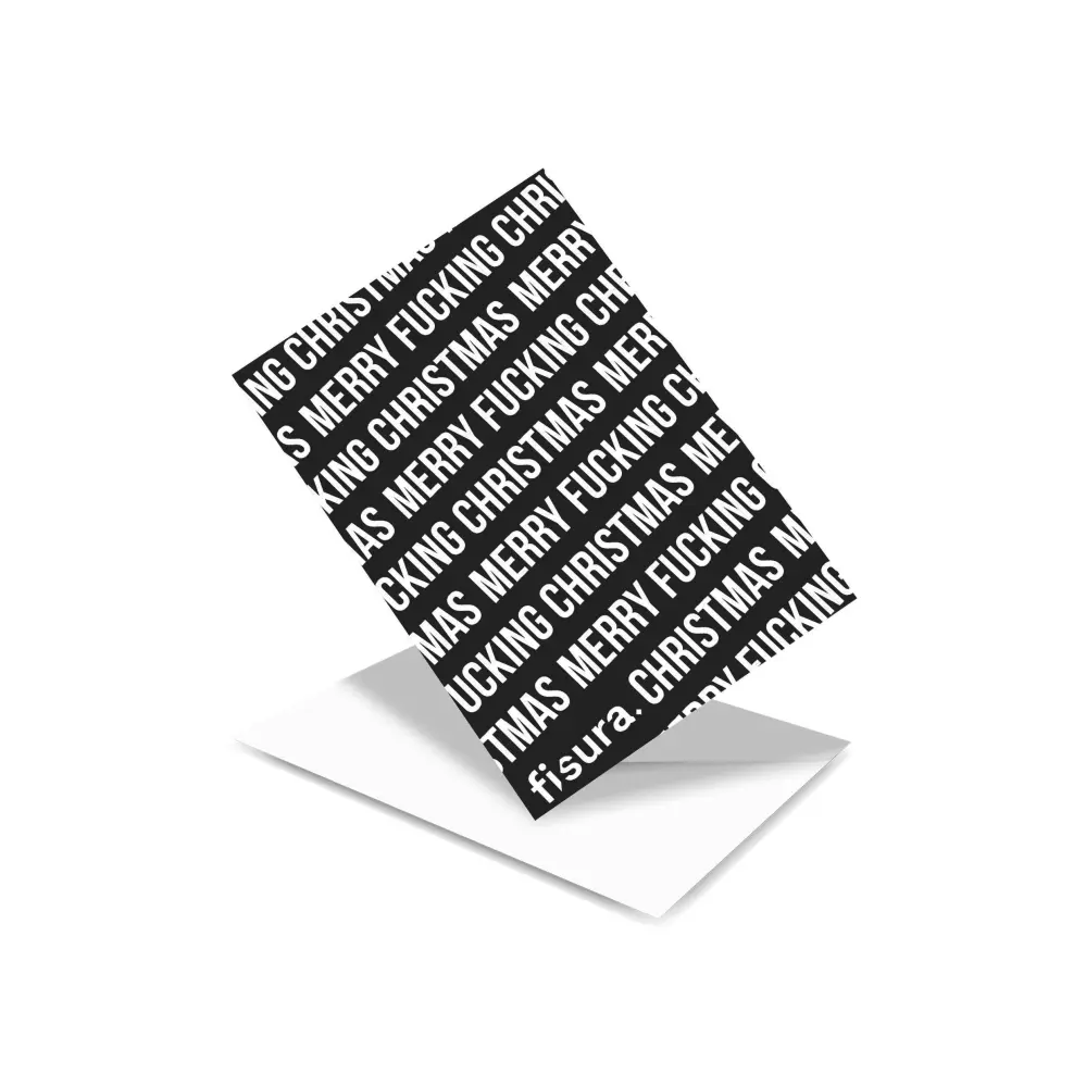 Postal "Merry Fucking Christmas" Patrón Negro de Acero Templado