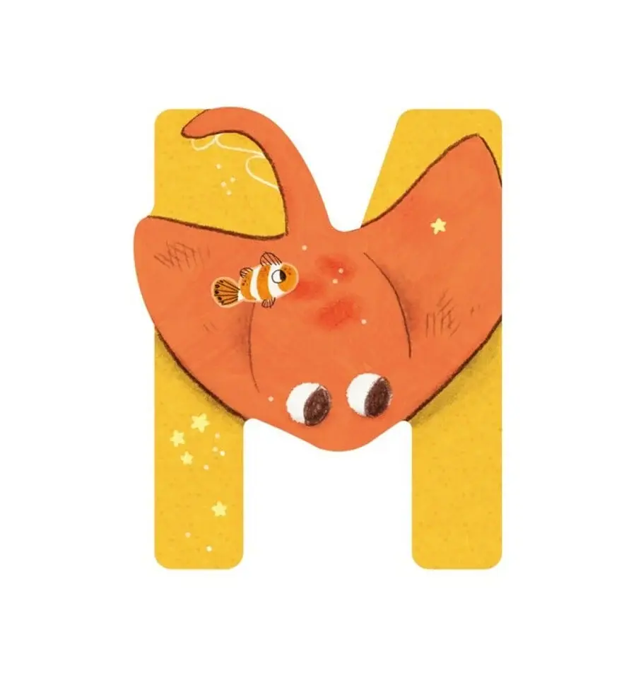 Taladro Percutor Letra de madera M amarilla