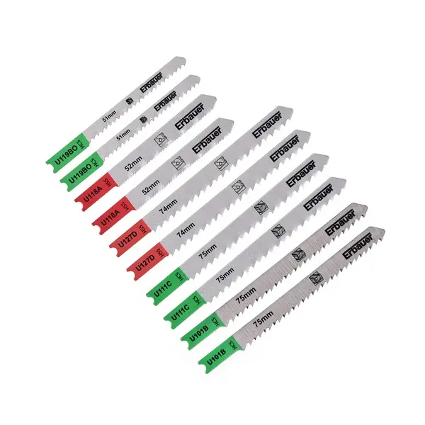 Uso juegos 10 hojas sierra de calar en U madera Erbauer