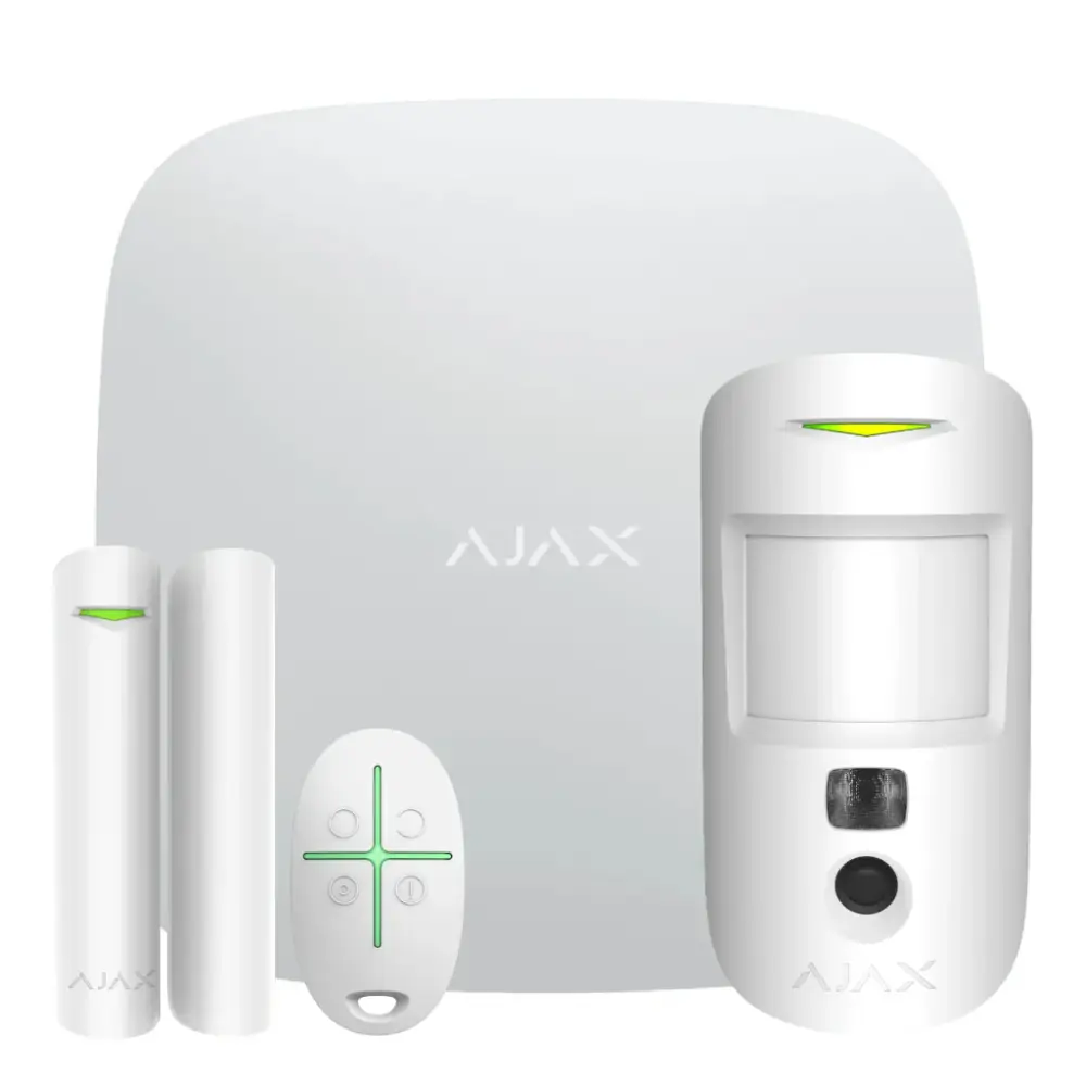 Enchufe WiFi Ajax StarterKit Cam Blanco. Hub 2 2G + MotionCam + DoorProtect + SpaceControl