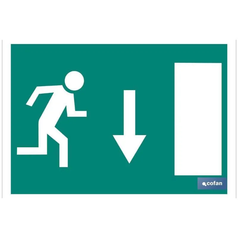 Linterna de Casco Señal luminiscente 420x297mm. Salida emergencia abajo