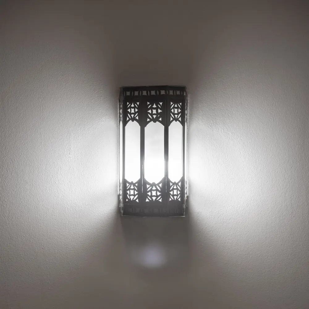Proyector LED Aplique Marroquí forja y Cristal Blanco 22cm
