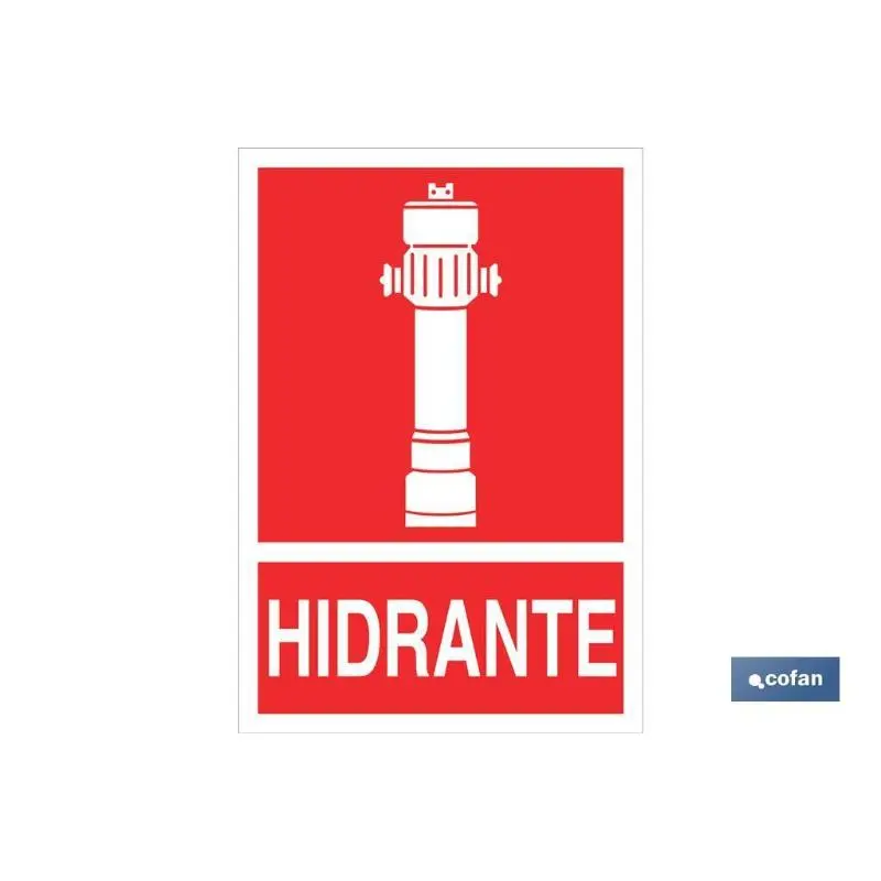 Señal luminiscente 420x297mm. Hidrante pictograma + texto para Zonas de Riesgo