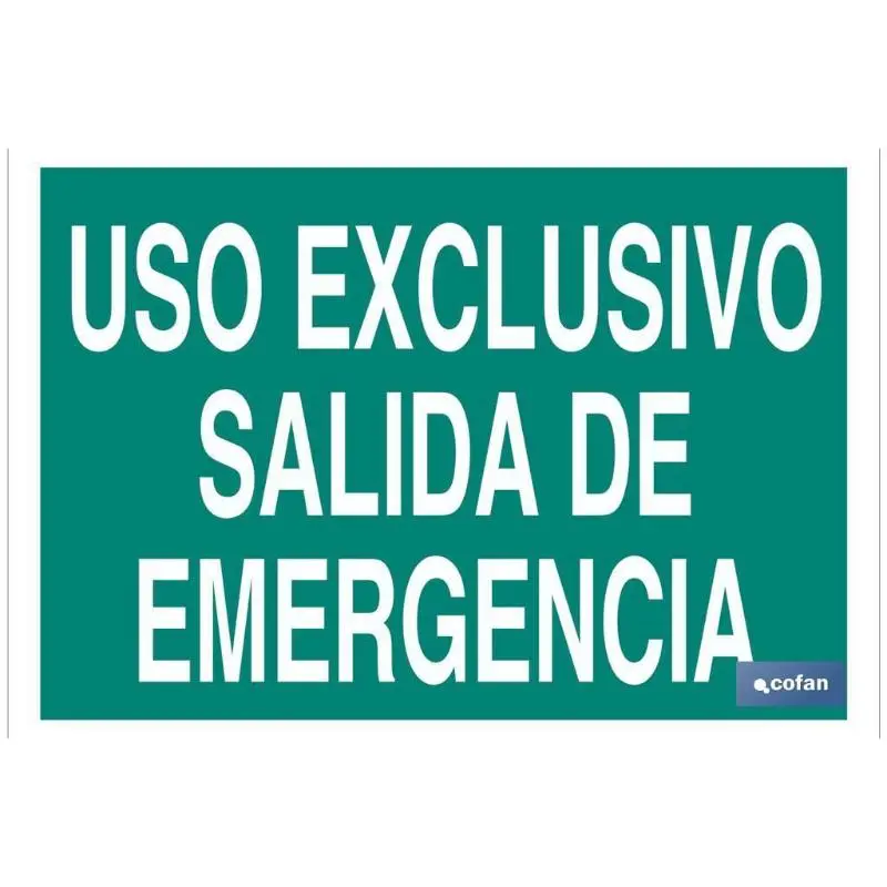 Señal luminiscente 420x297mm. Uso exclusivo salida de emergencia con Mango de Transporte