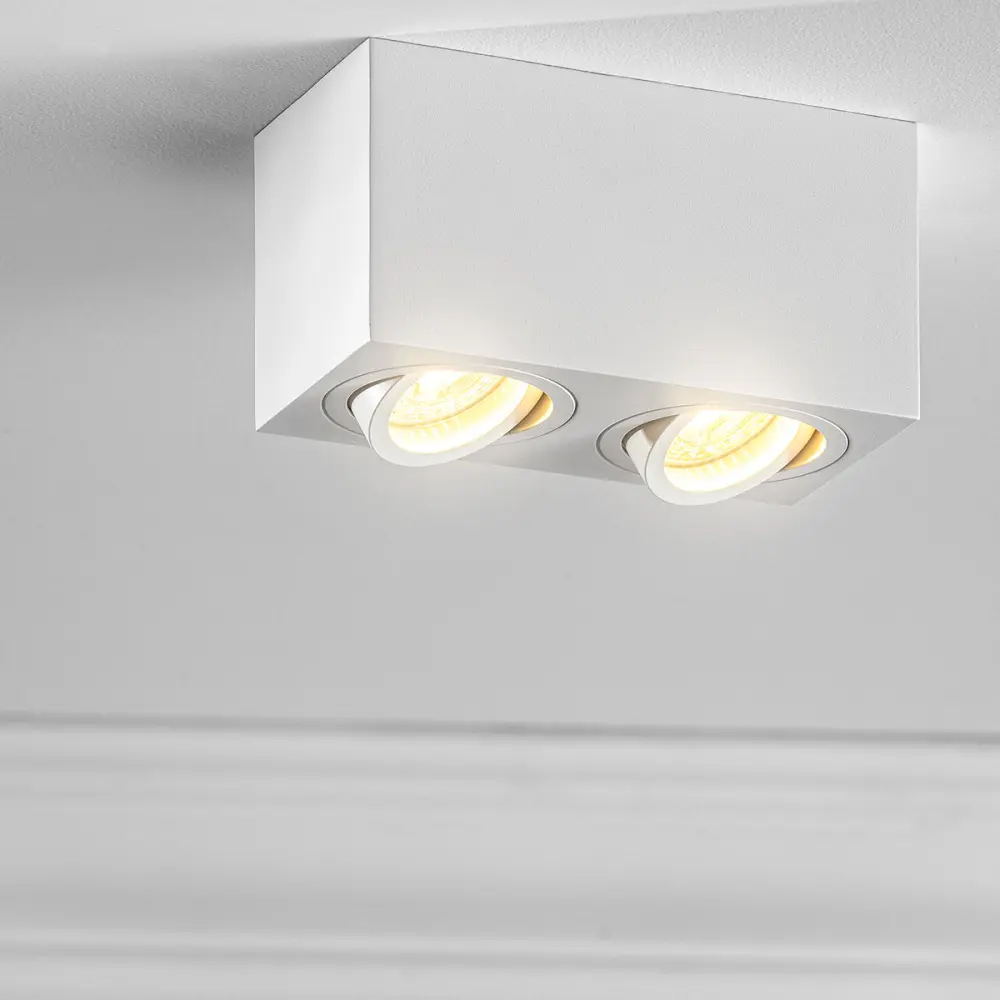 Cgc lighting foco de techo gu10 dos cabezas blanco rectangular interior