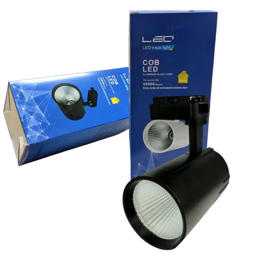 Foco LED carril 30w, blanco neutro 4200k, 3000 lm, 220v monofásico, negro