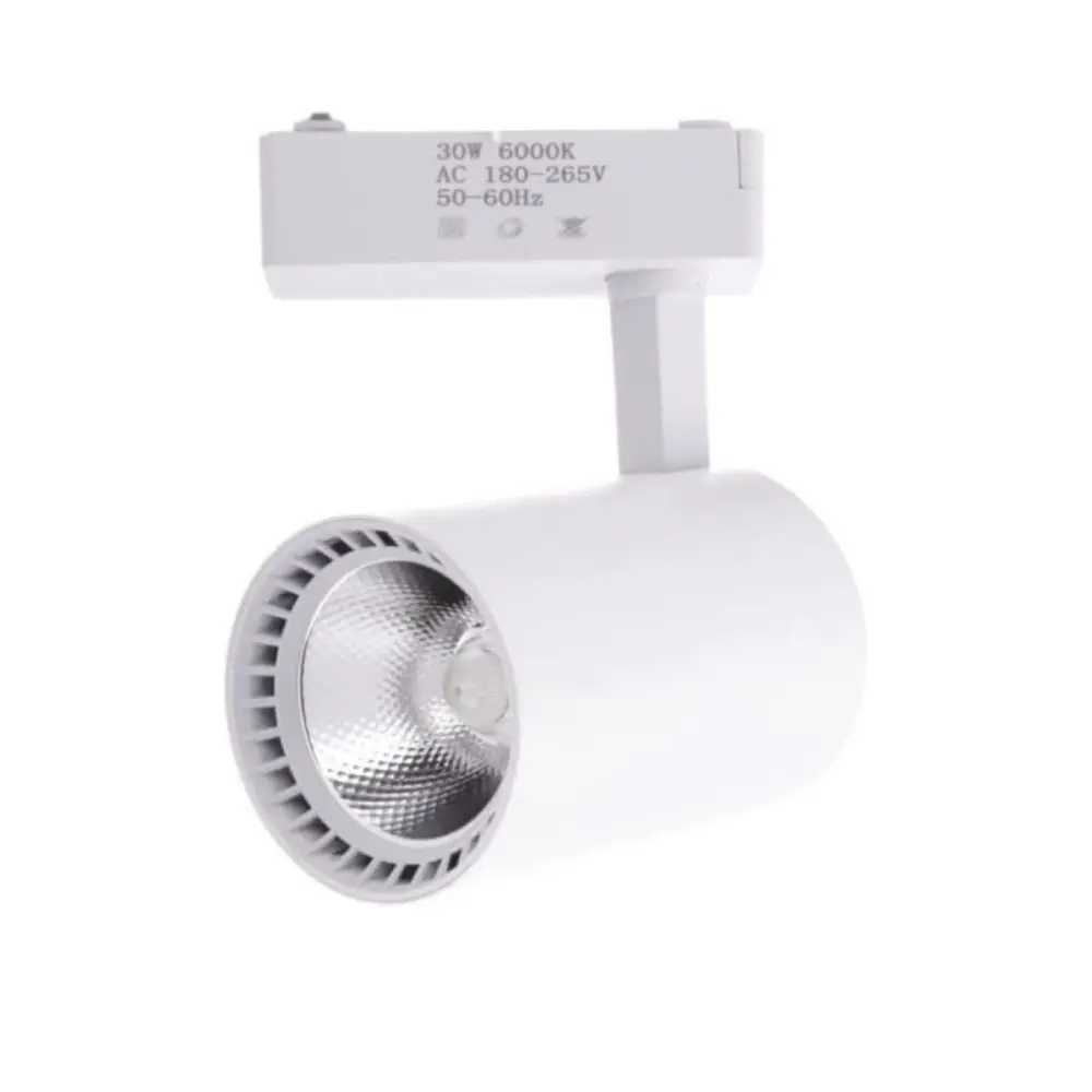Foco LED carril blanco 30w, blanco frio 6000k, 2200 lm, 220v monofásico