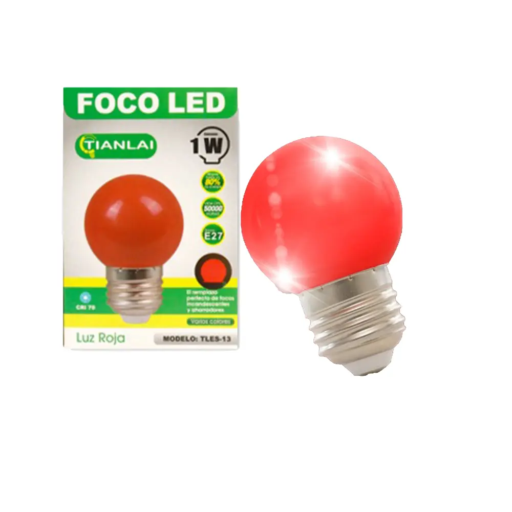 Foco Led 5w, color Rojo, Base E27 TIANLAI B04W1R