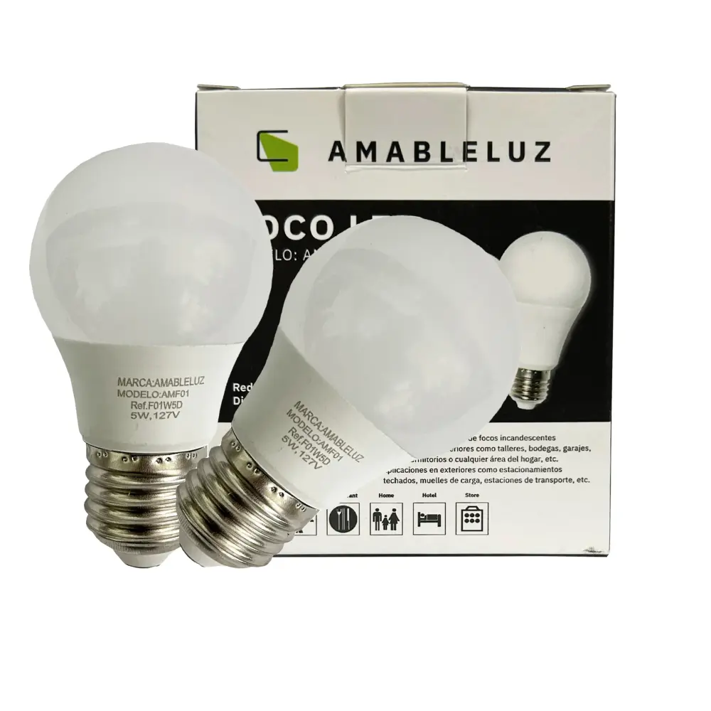 Foco de leds 5w, Luz Fria 6500K AMABLELUZ F01W5D
