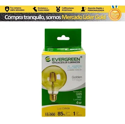 FOCO VINTAGE LED VIDRIO NOSTÁLGICO FILAMENTO 6W "EVERGREEN"