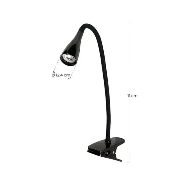 Lámpara de pinza 7hSevenOn luz LED 5W negro Ø1,5x51 cm