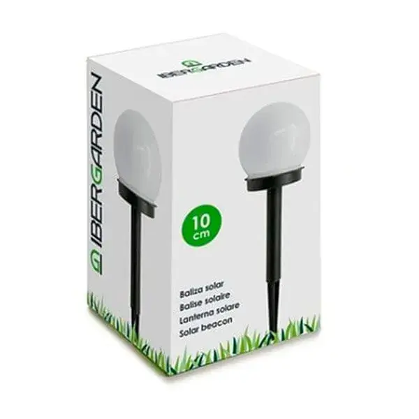 Lámpara solar Ibergarden redonda PVC blanco/negro 10 cm