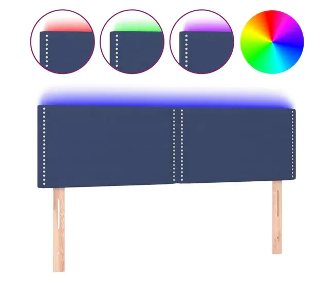 Cabecero con LED de tela verde 144x5x78/88 cm