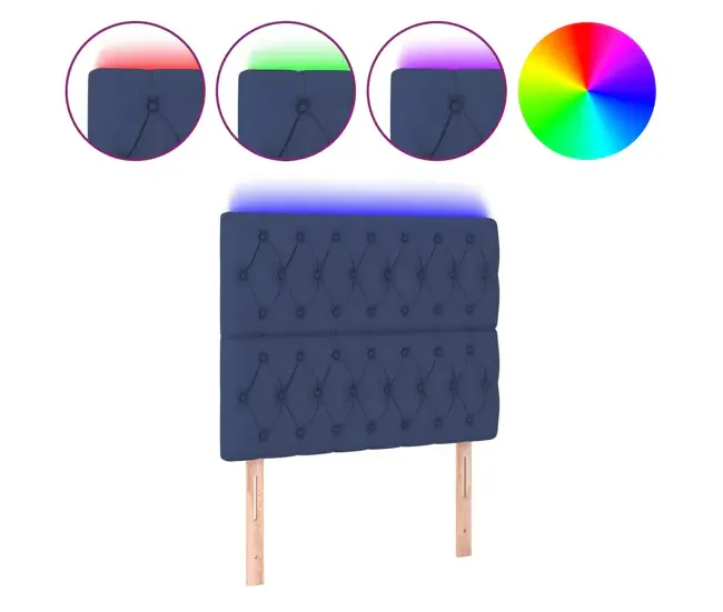 Cabecero con luces LED tela gris evidente 100x7x118/128 cm