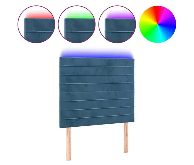 Cabecero con luces LED terciopelo gris tenebroso 80x5x118/128 cm