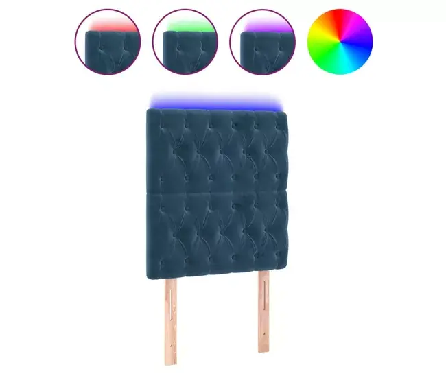 Cabecero con luces LED terciopelo rosa 80x7x118/128 cm