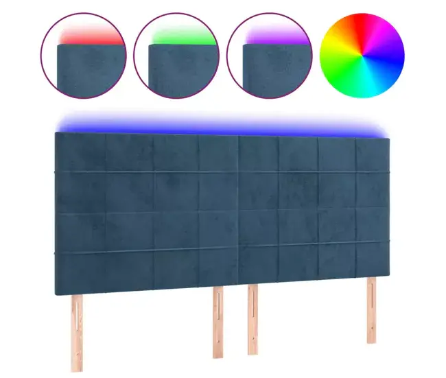 Cabecero con luces LED terciopelo rosa 160x5x118/128 cm