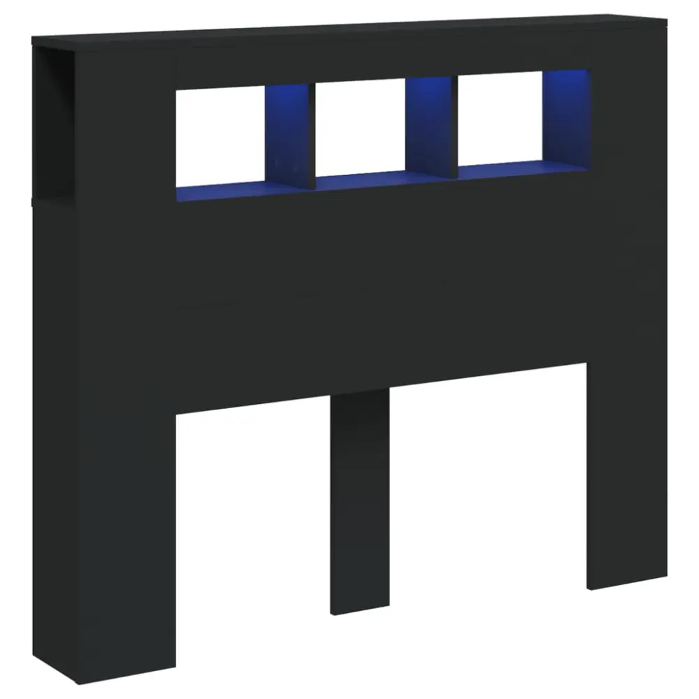 vidaXL cabecero con LED madera de ingenierí negro 120x18,5x103,5 cm