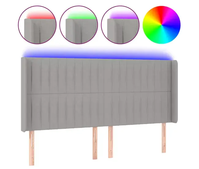 vidaXL Cabecero con LED de tela gris obvio 163x16x118/128 cm