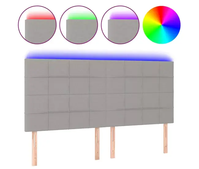vidaXL Cabecero con luces LED tela gris definido 160x5x118/128 cm