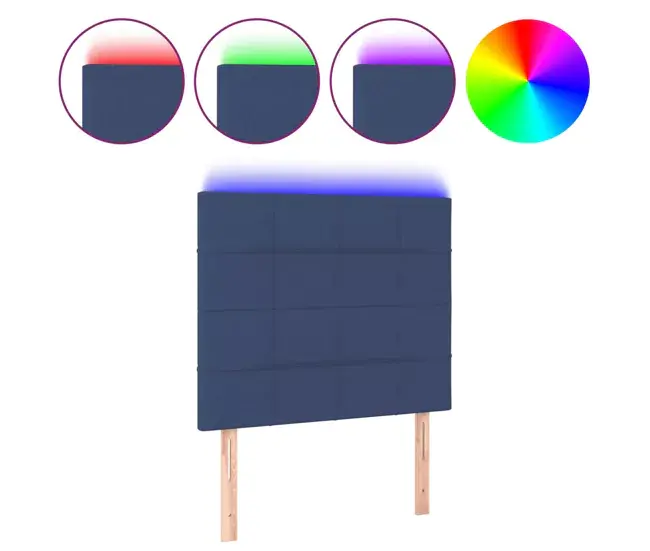 vidaXL Cabecero con luces LED tela azul 90x5x118/128 cm