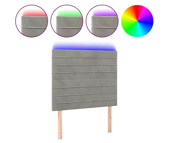 vidaXL Cabecero con luces LED terciopelo gris sombrío 80x5x118/128 cm
