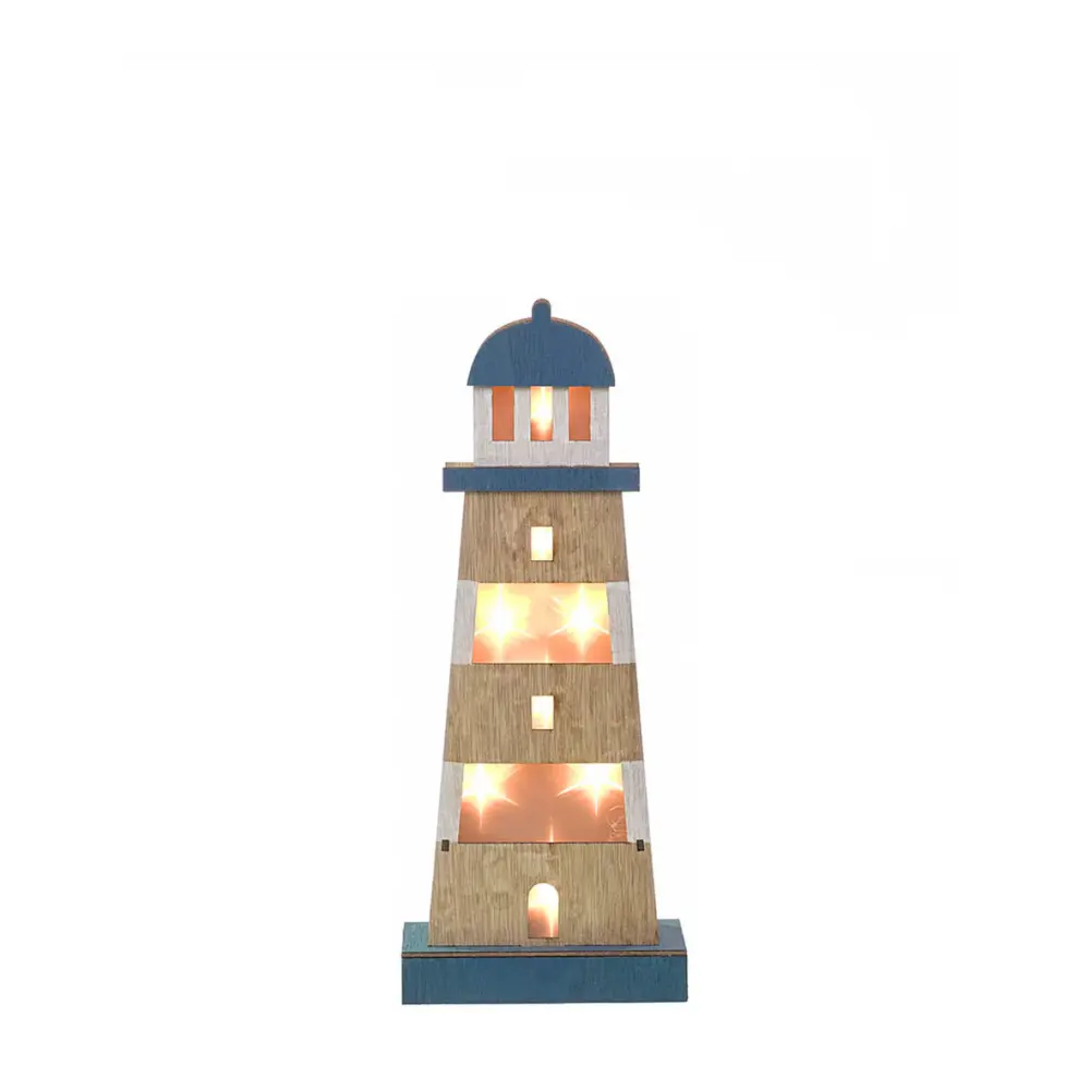 FIGURA MADERA FARO CON LED