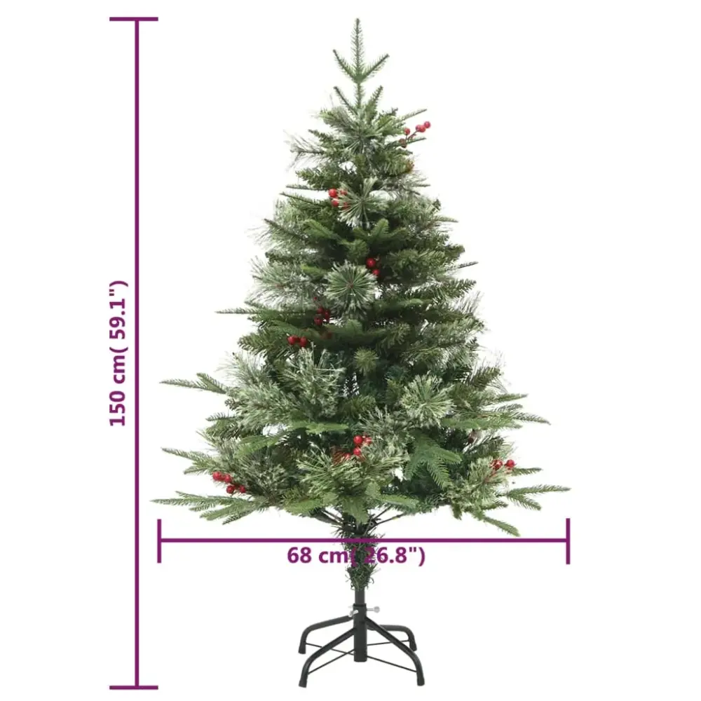 Vidaxl arbol de navidad con luces y piñas pvc pe verde verde