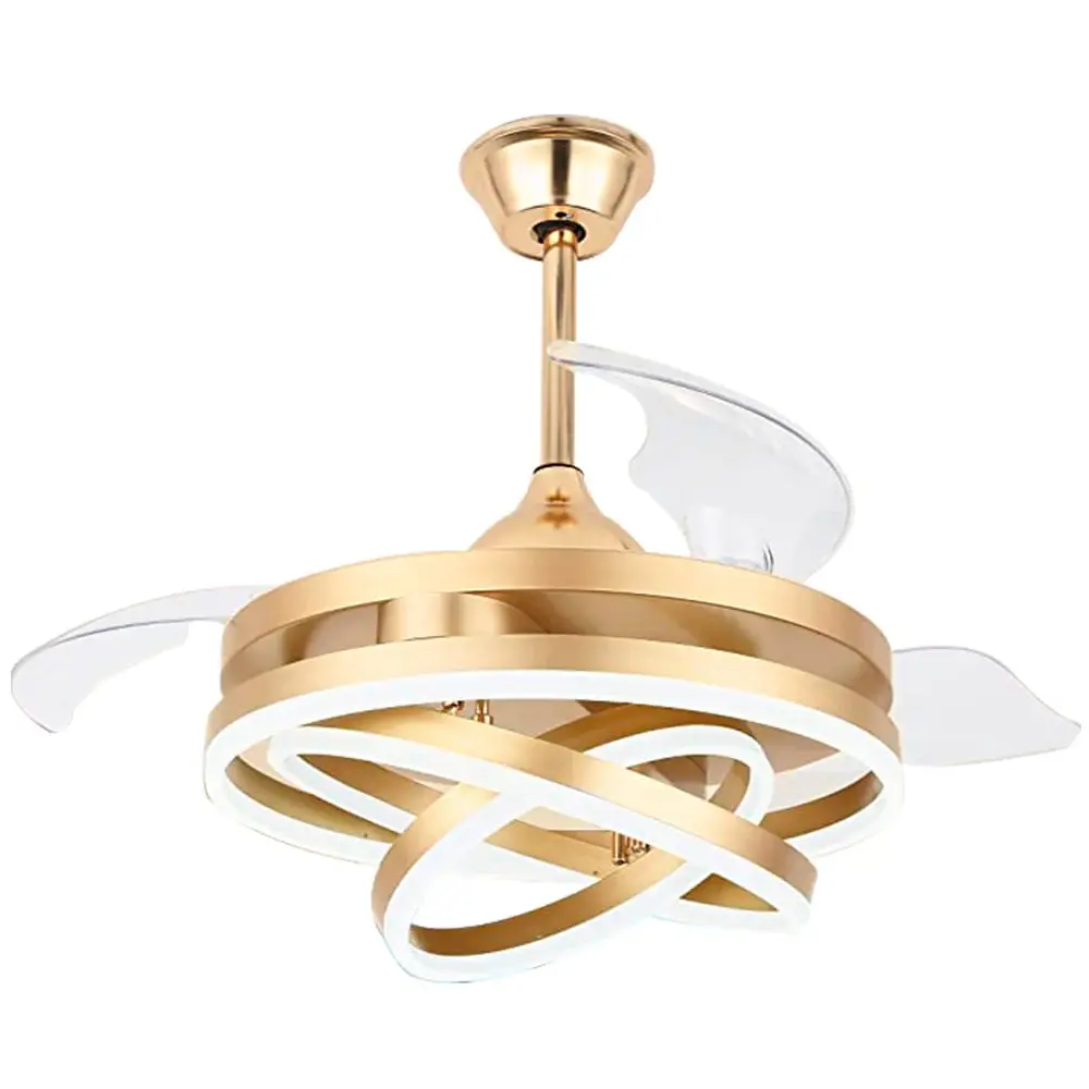 VENTILADOR DE TECHO FANTASY DORADO CON LÁMPARA LED 72W Kit de 3 Piezas