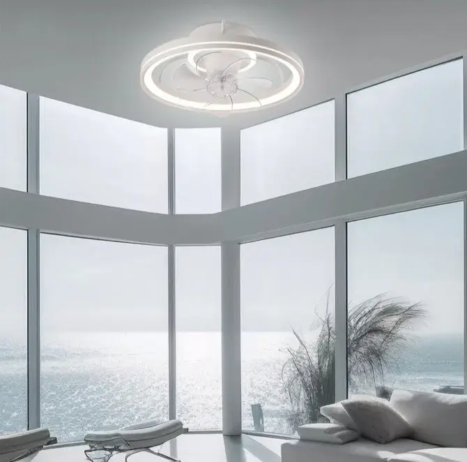 Ventilador de Techo Tom Blanco 50 cm - 7 Palas - LED Instalación con Anclajes