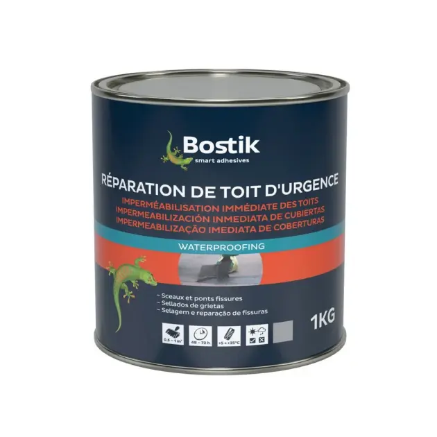 Impermeabilizante de cubiertas con fibras 1 kg gris bostik